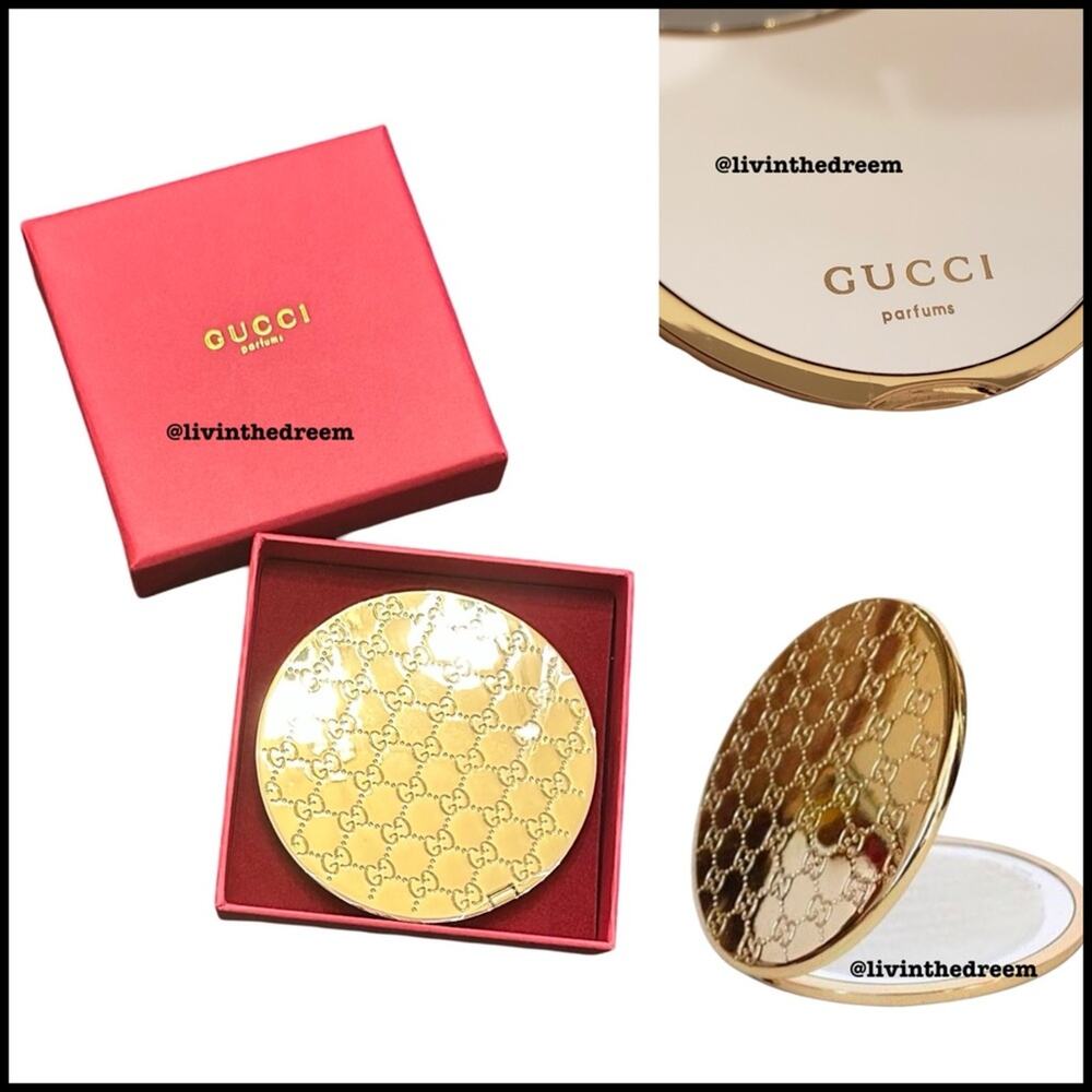 GUCCI Mirror Gold GG Embossed In Red Box NIB $149